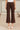 Pantalon flare marron taille haute à boutons – ELVIA