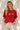 T-shirt rouge oversize pour femme avec patch poitrine - vue de face